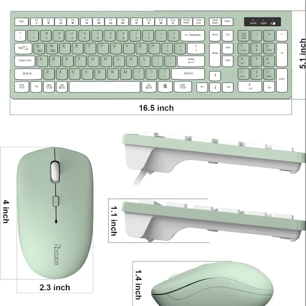 Wireless Keyboard and Mouse Combo, 2.4GHz USB Receiver, Silent Keyboard